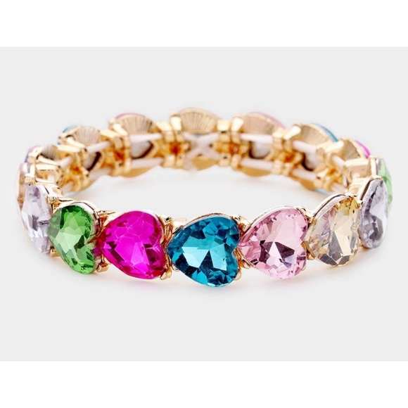 Jewelry - Bracelet heart crystal glass stone stretch bracelet